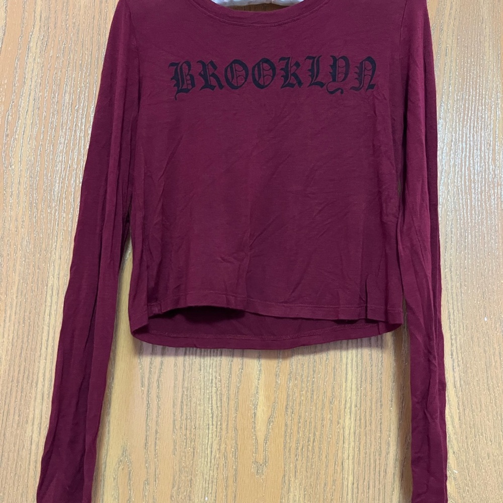 Forever 21 Burgundy 'Brooklyn' Long Sleeve Tee